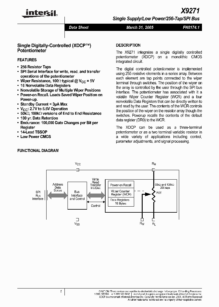 X9271UV_1186233.PDF Datasheet