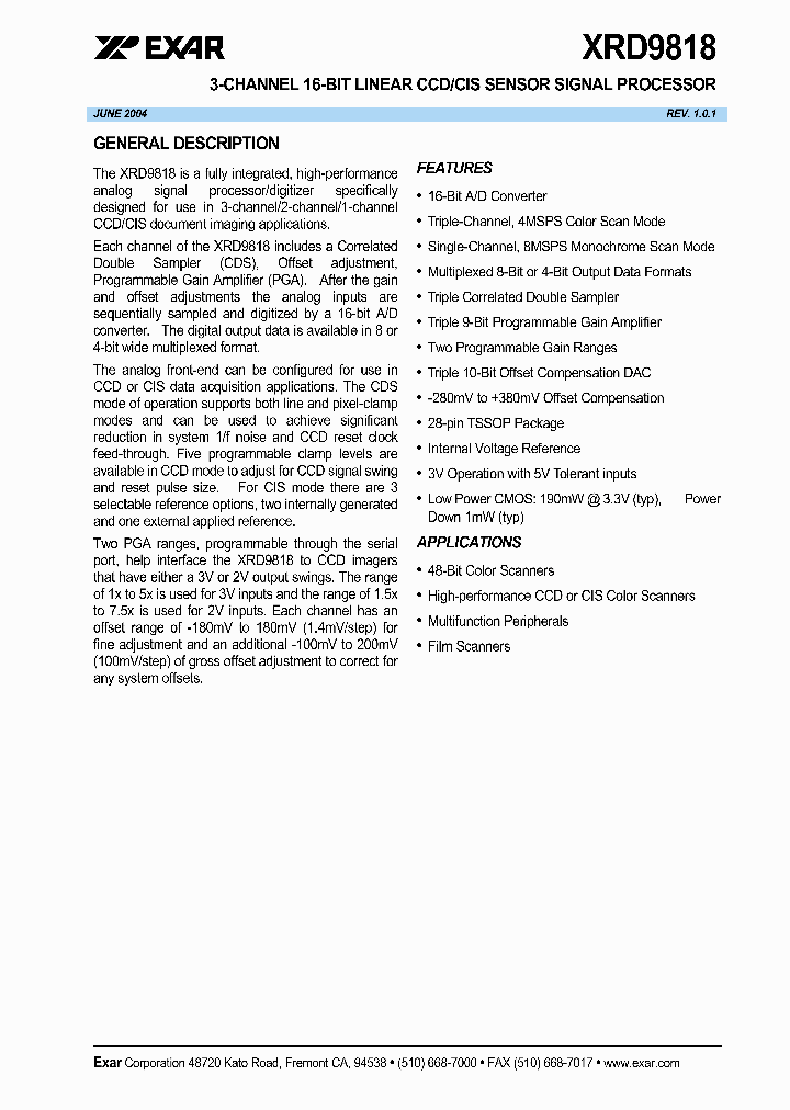 XRD9818ACG_1338298.PDF Datasheet