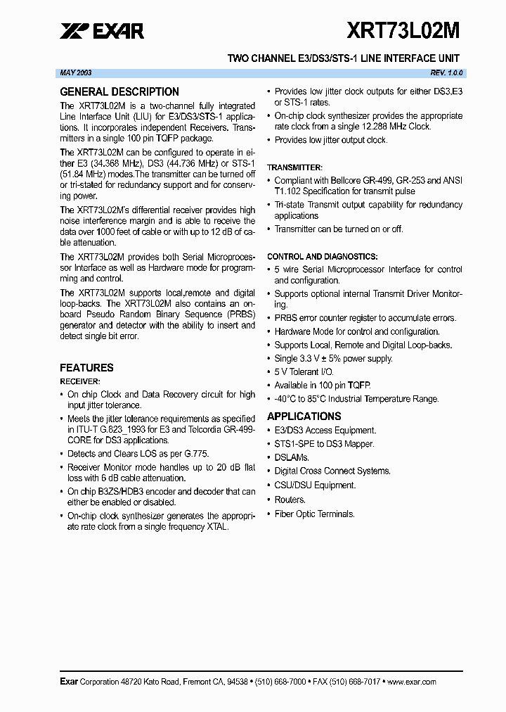 XRT73L02M_1177760.PDF Datasheet