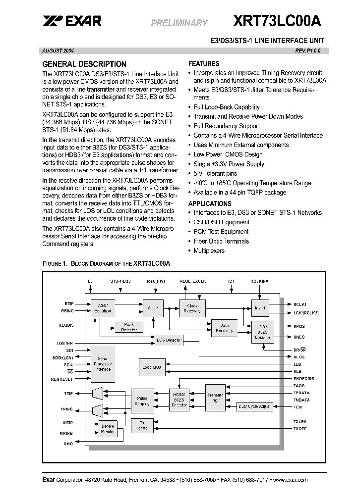 XRT73LC00AIV_1338379.PDF Datasheet