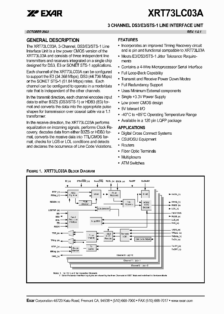 XRT73LC03AIV_1338381.PDF Datasheet