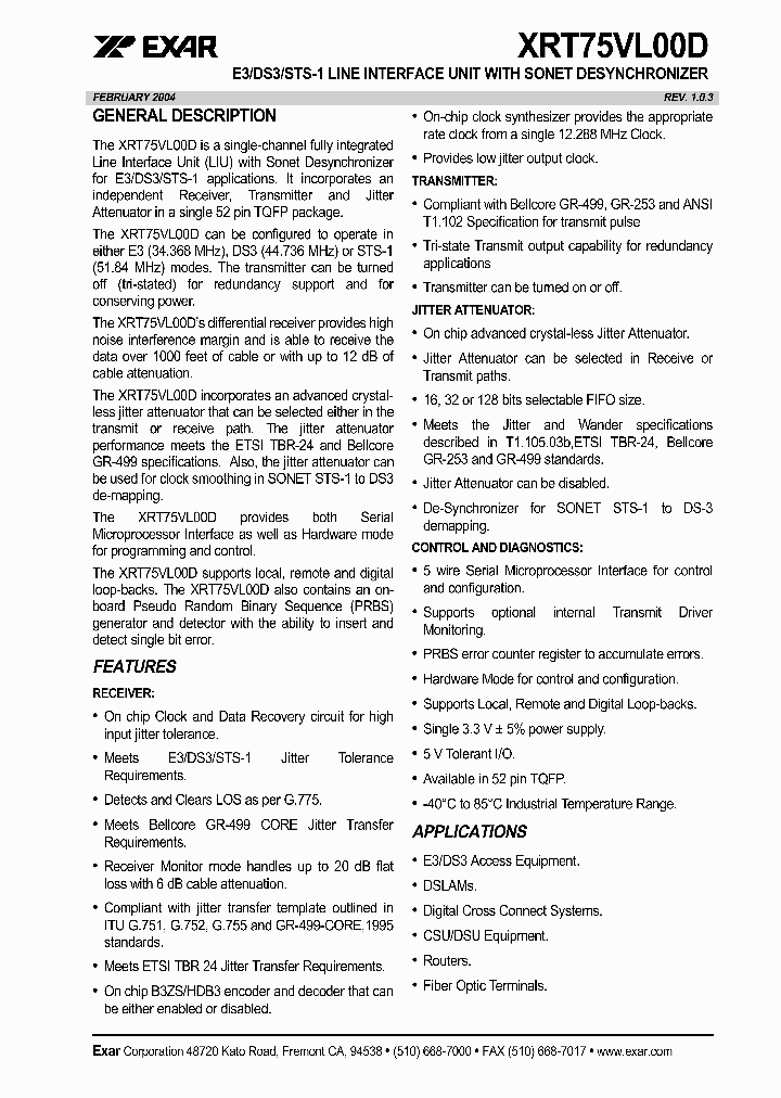 XRT75VL00DIV_1338393.PDF Datasheet