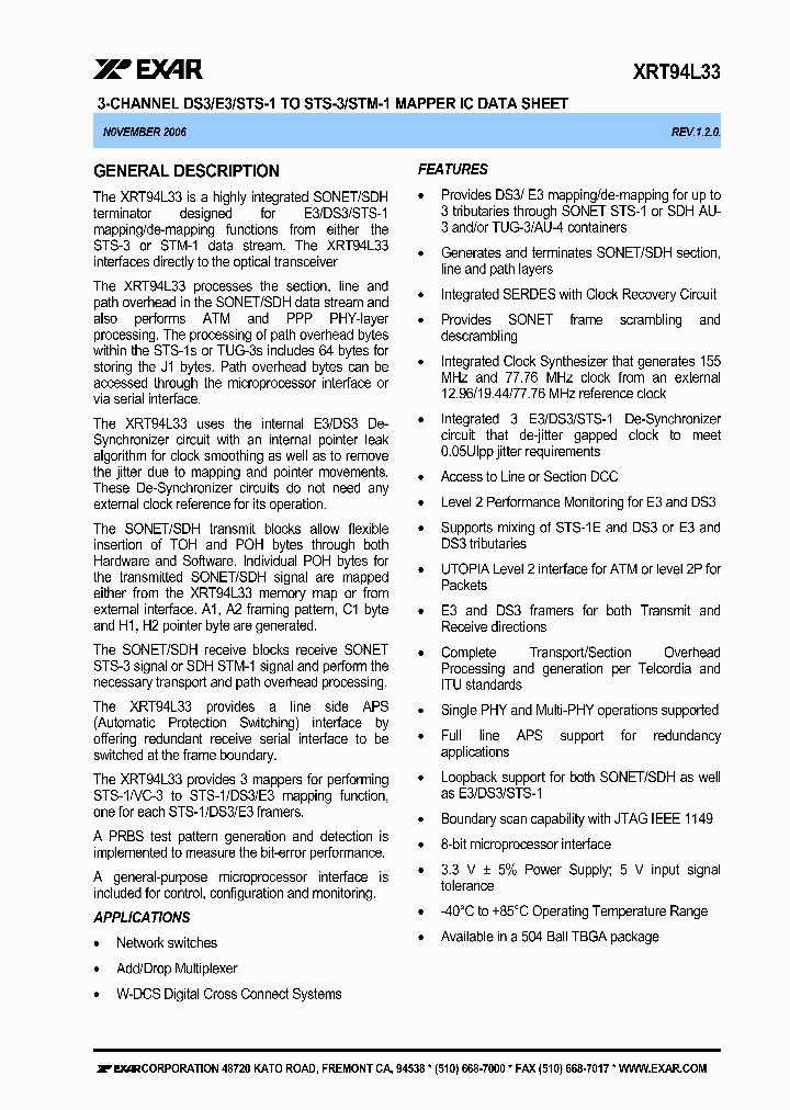 XRT94L3306_1177790.PDF Datasheet