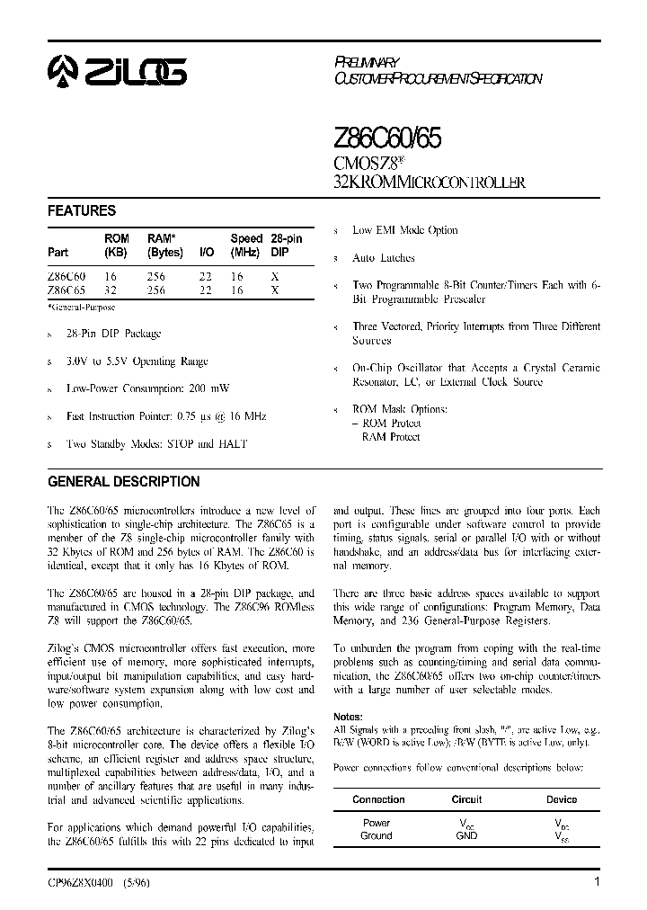 Z86C65_1338867.PDF Datasheet