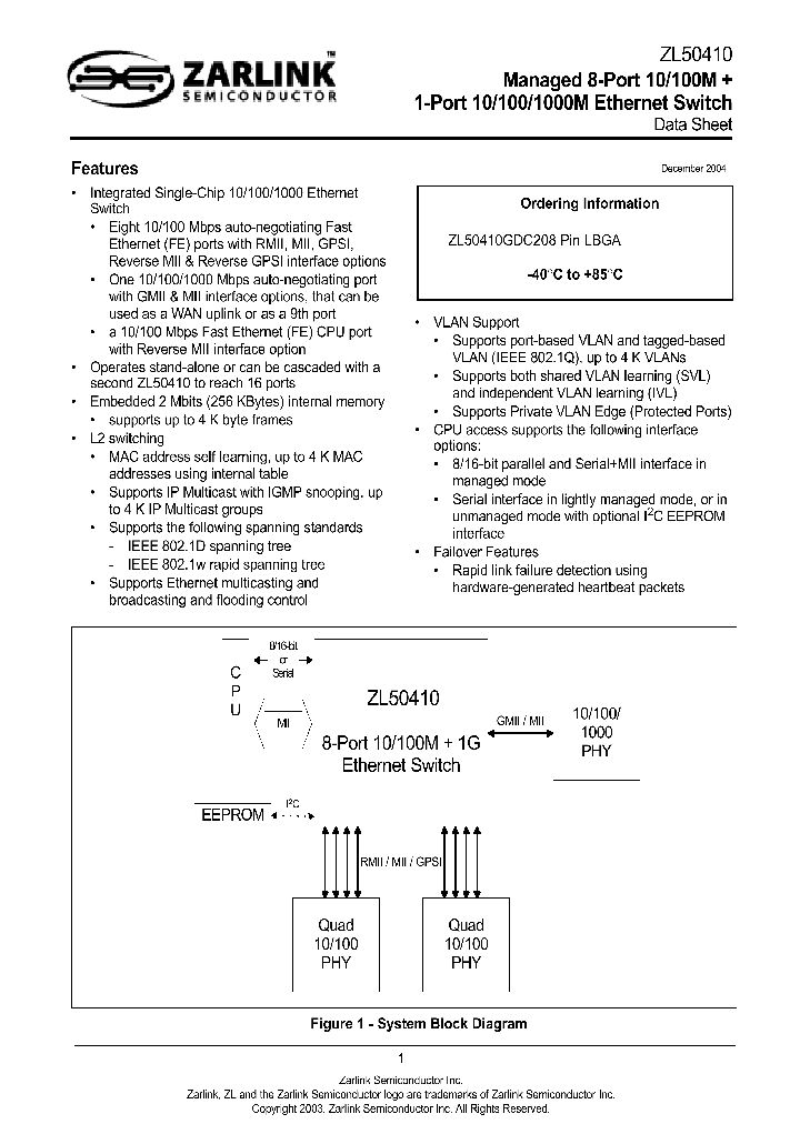 ZL50410GDC208_1339219.PDF Datasheet