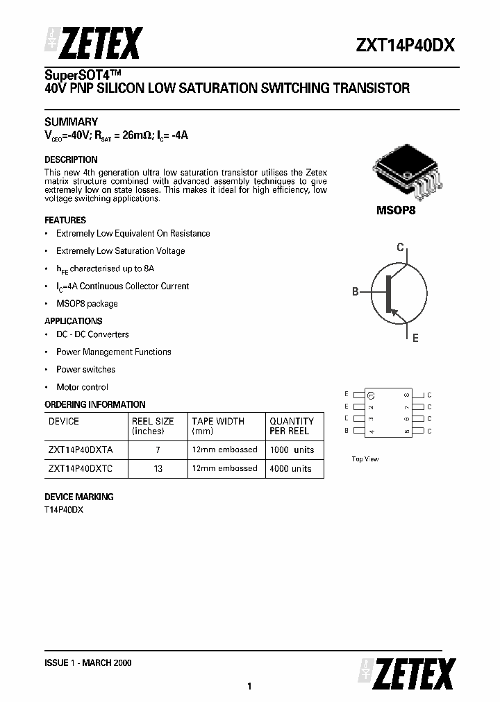 ZXT14P40DXTC_1339970.PDF Datasheet