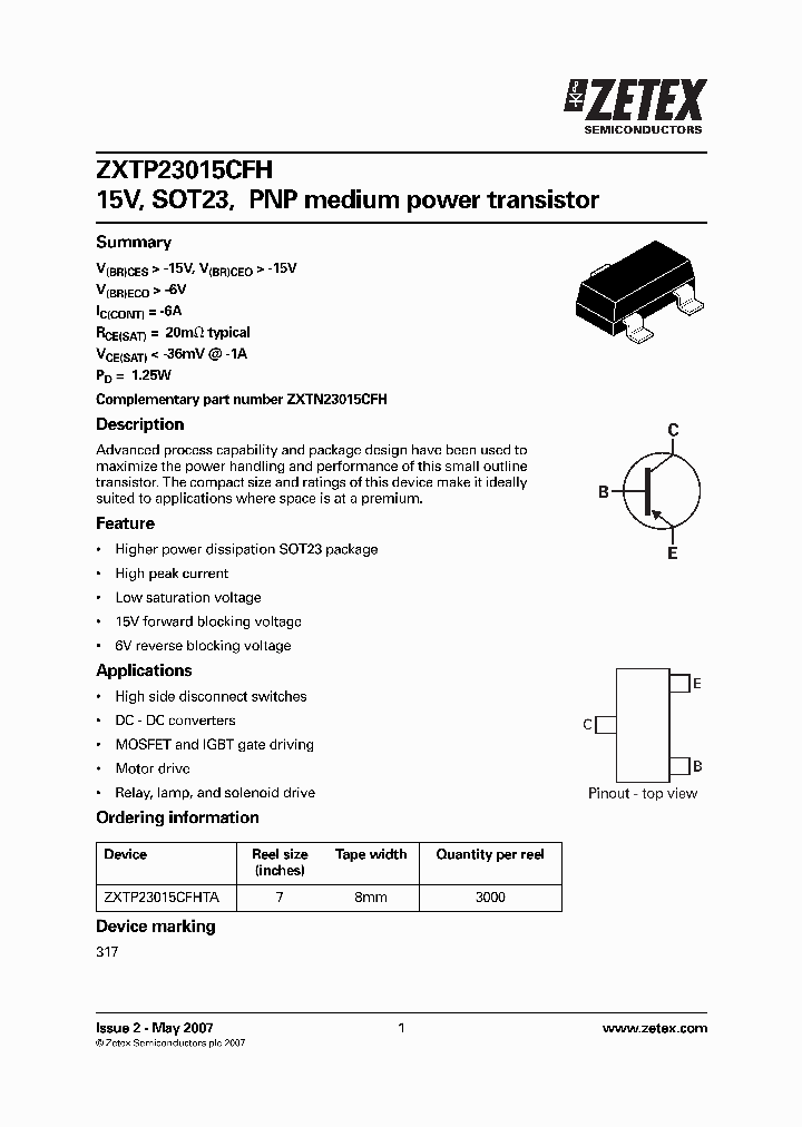 ZXTP23015CFHTA_1121547.PDF Datasheet