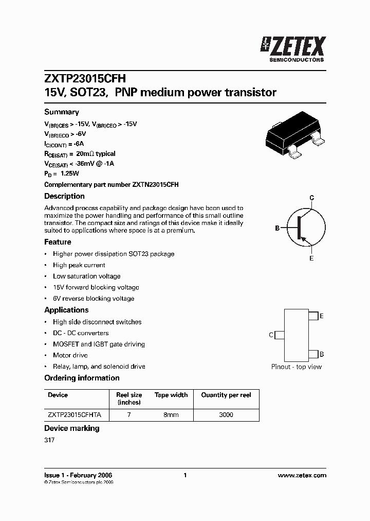 ZXTP23015CFHTA_1340057.PDF Datasheet