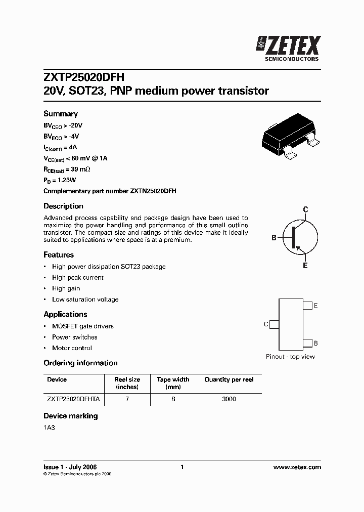 ZXTP25020DFHTA_1340064.PDF Datasheet