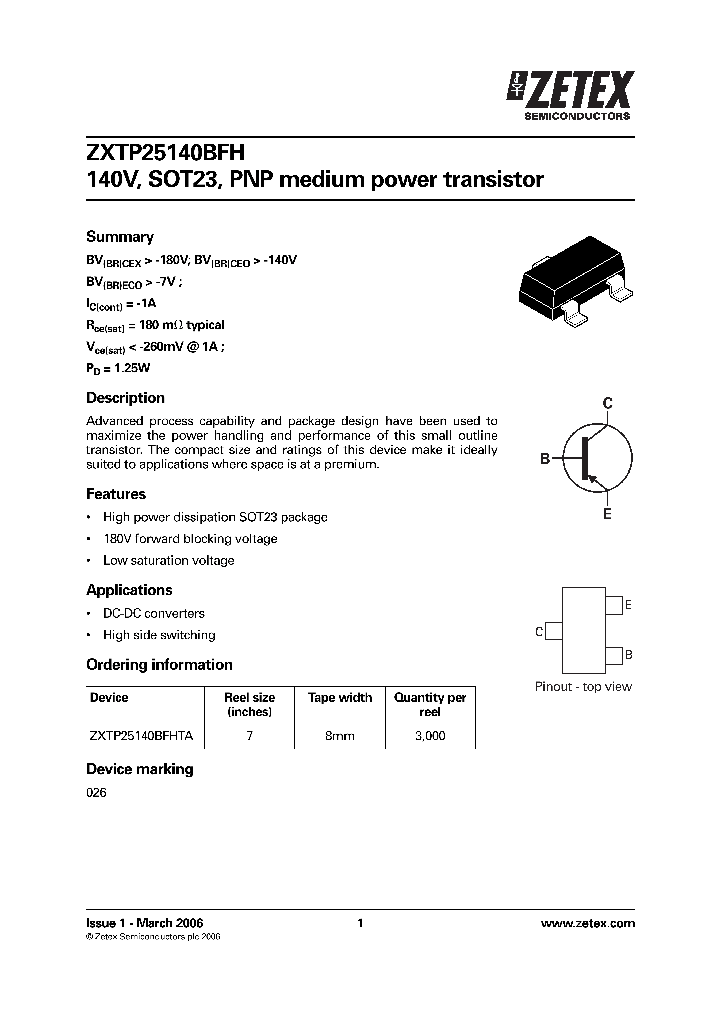 ZXTP25140BFHTA_1340070.PDF Datasheet