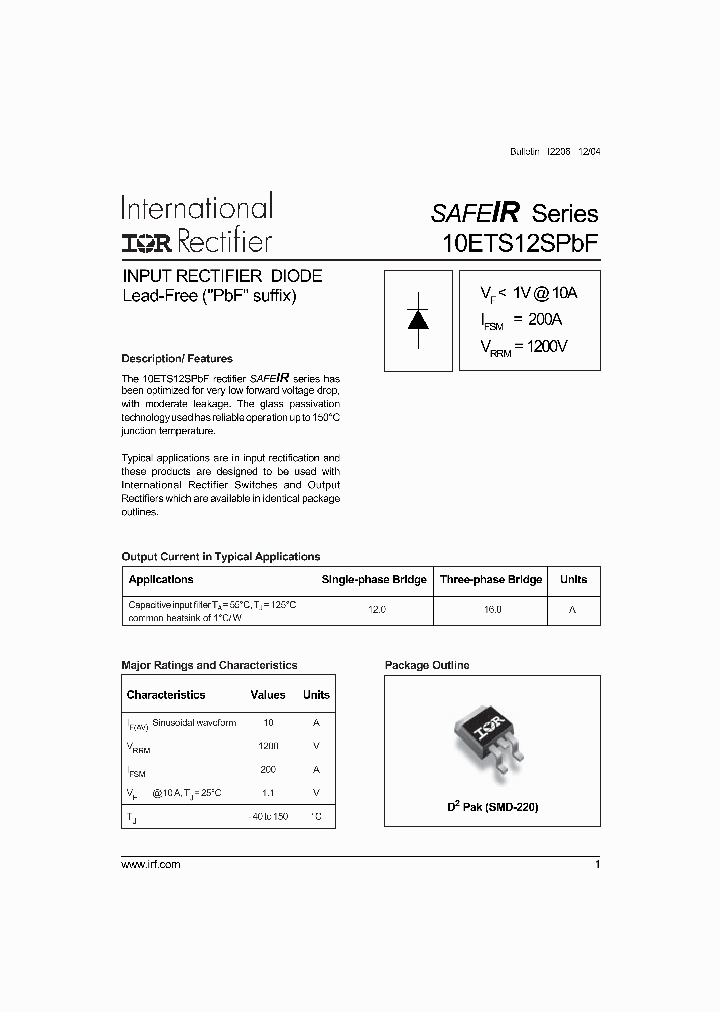 10ETS12STRRPBF_4136119.PDF Datasheet