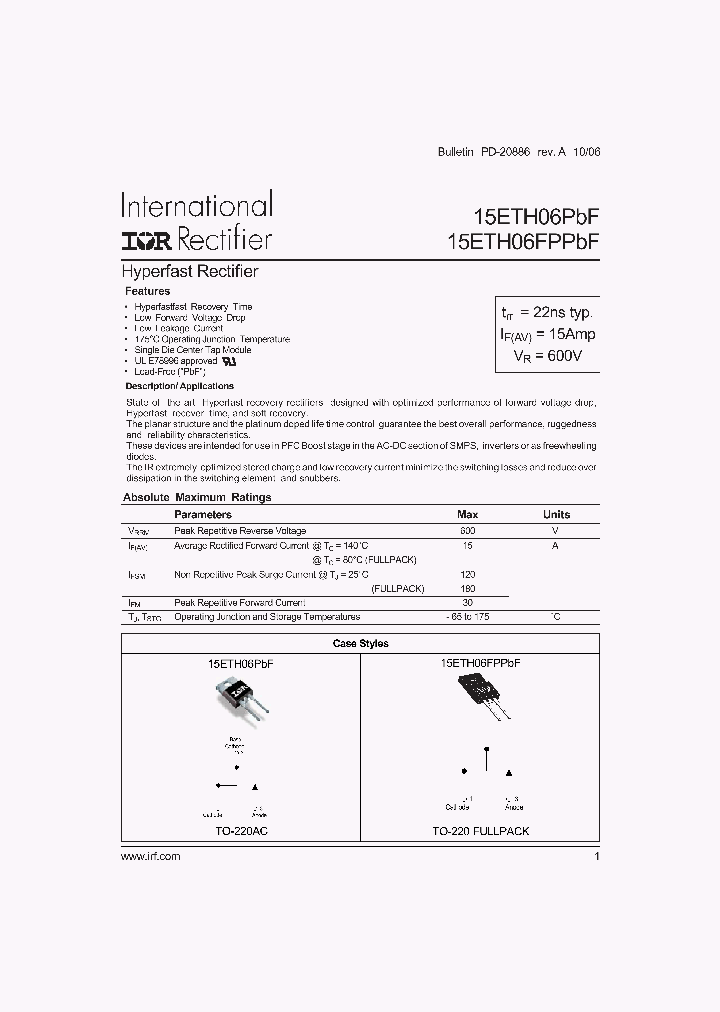 15ETH06PBF_4124142.PDF Datasheet