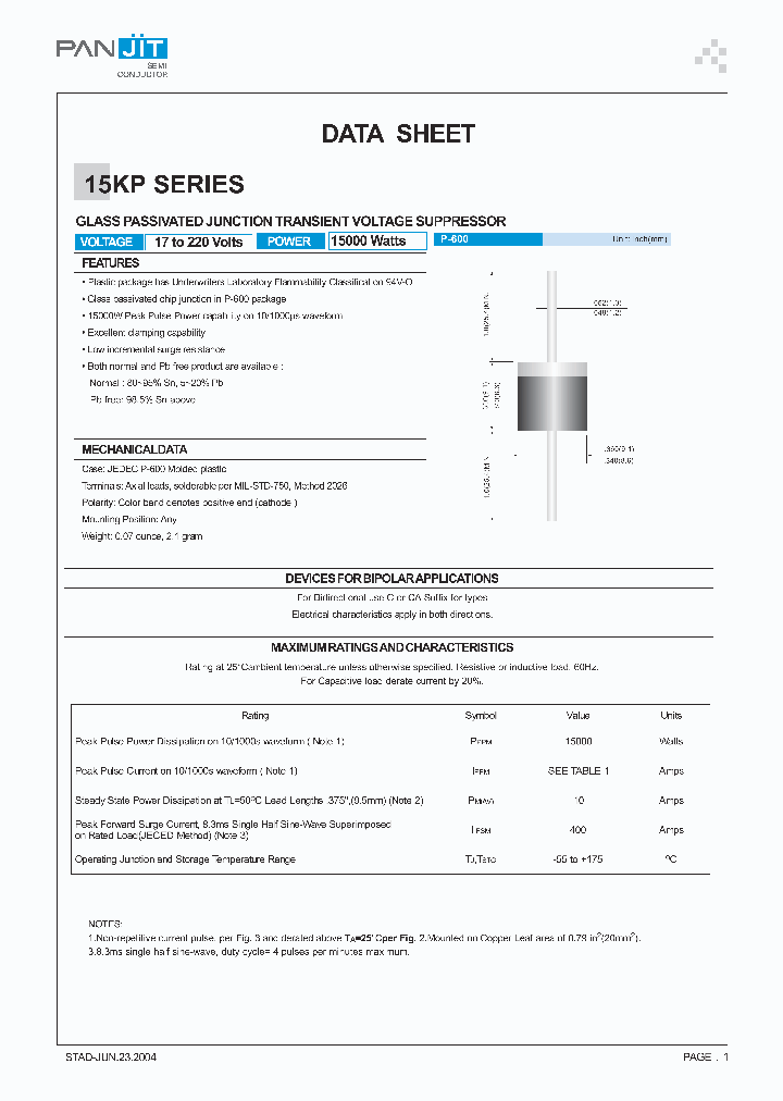 15KP90A_4106612.PDF Datasheet