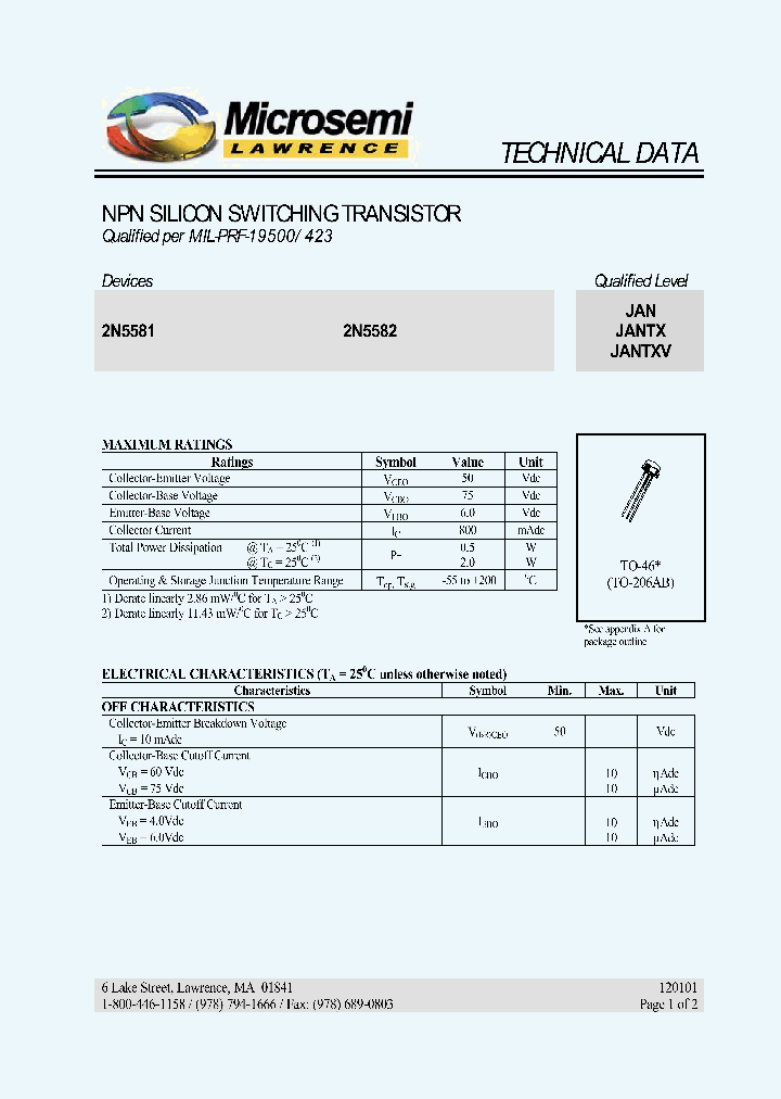 JAN2N5581_4099555.PDF Datasheet