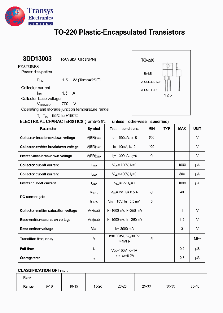 3DD13003_4110355.PDF Datasheet