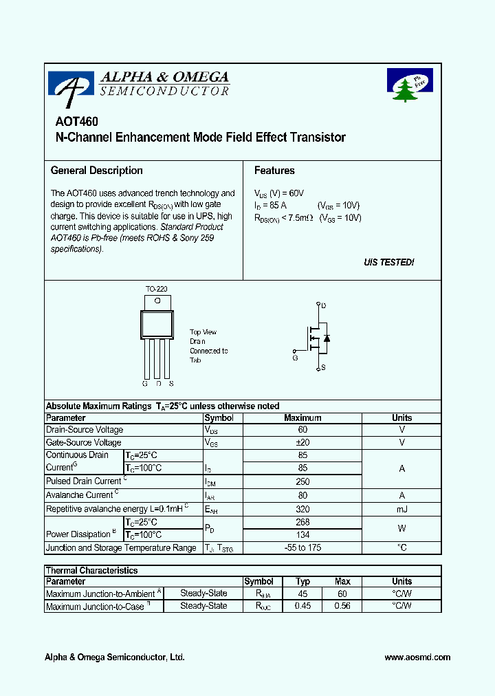 AOT460_4147187.PDF Datasheet