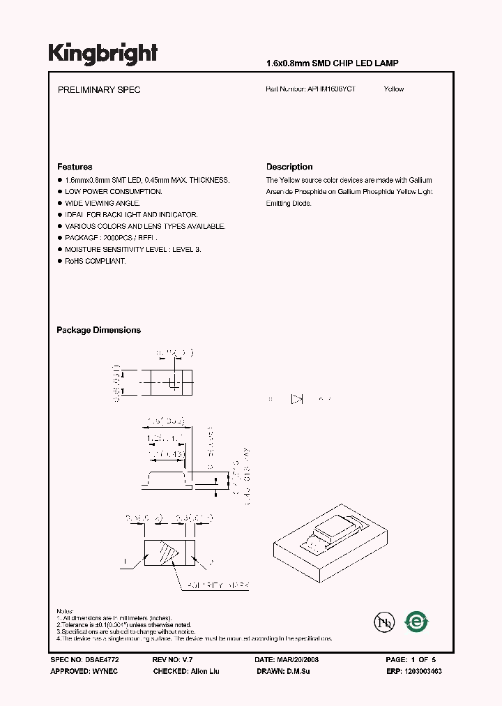 APHM1608YCT_4163397.PDF Datasheet