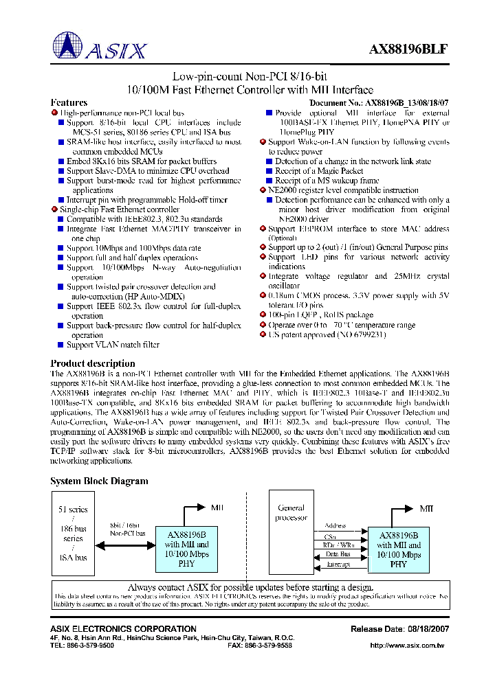 AX88196BLF_4132733.PDF Datasheet