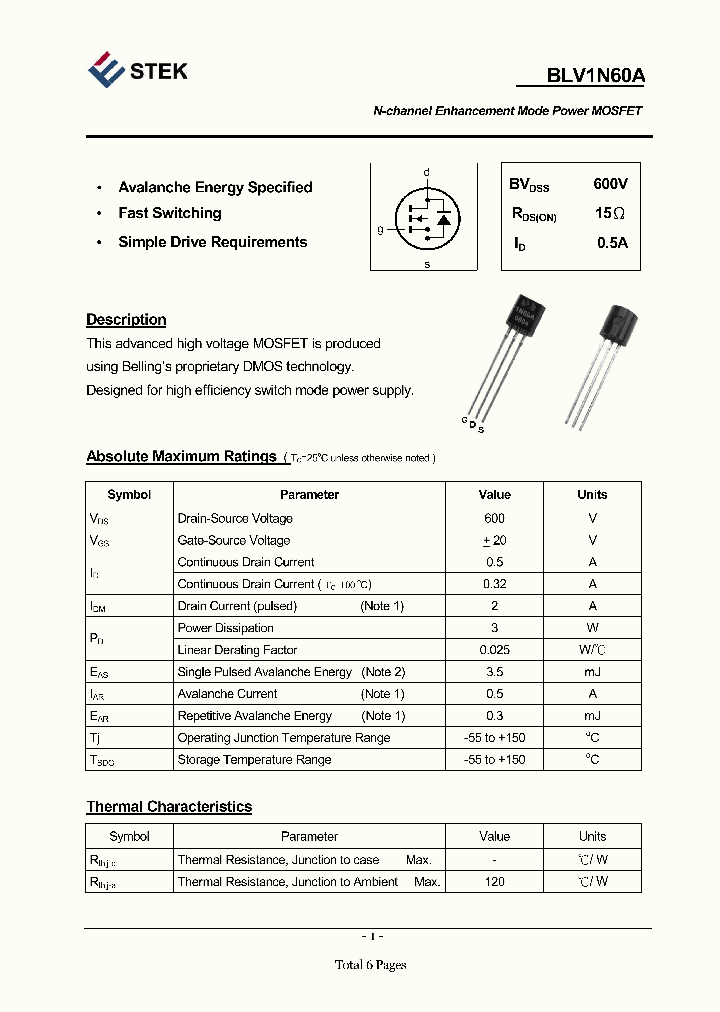 BLV1N60A_4154080.PDF Datasheet
