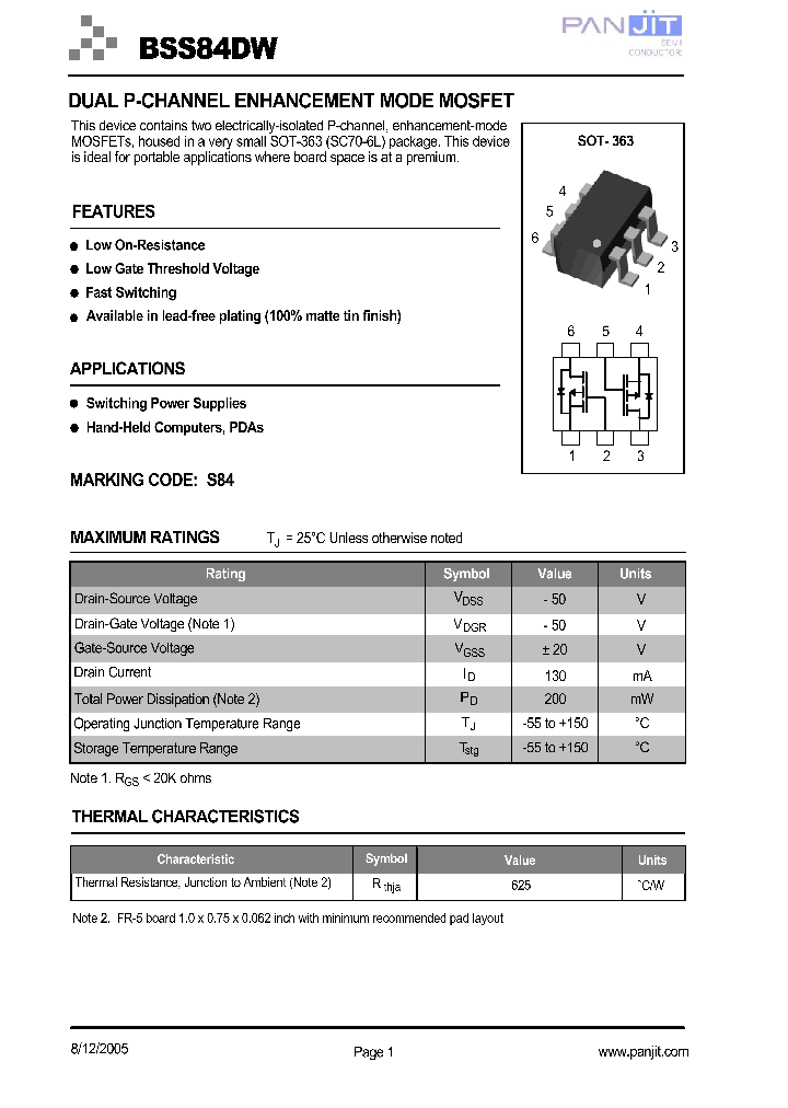 BSS84DWTR13_4120855.PDF Datasheet