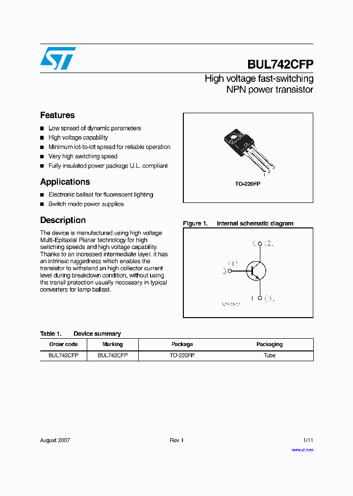 BUL742CFP_4132725.PDF Datasheet