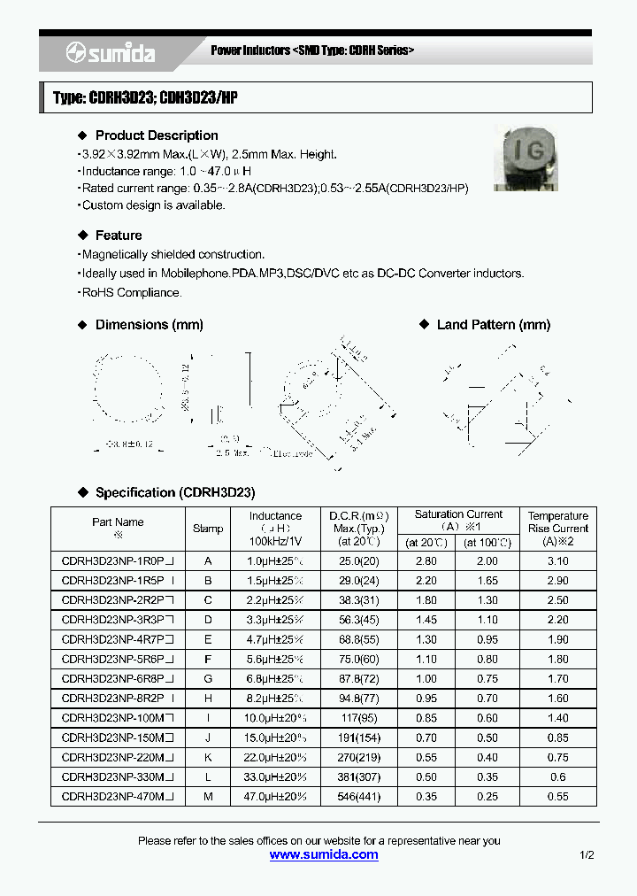 CDRH3D23NP-2R2P_4137722.PDF Datasheet