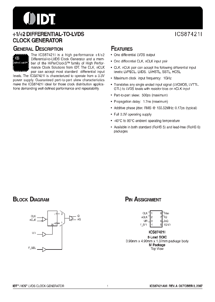 ICS87421AMI_4134971.PDF Datasheet