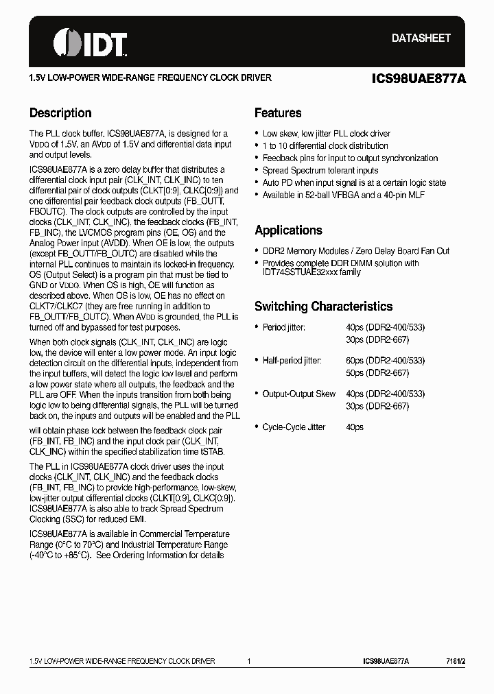 ICS98UAE877A_4112457.PDF Datasheet