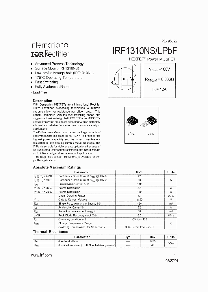 IRF1310NLPBF_4146660.PDF Datasheet