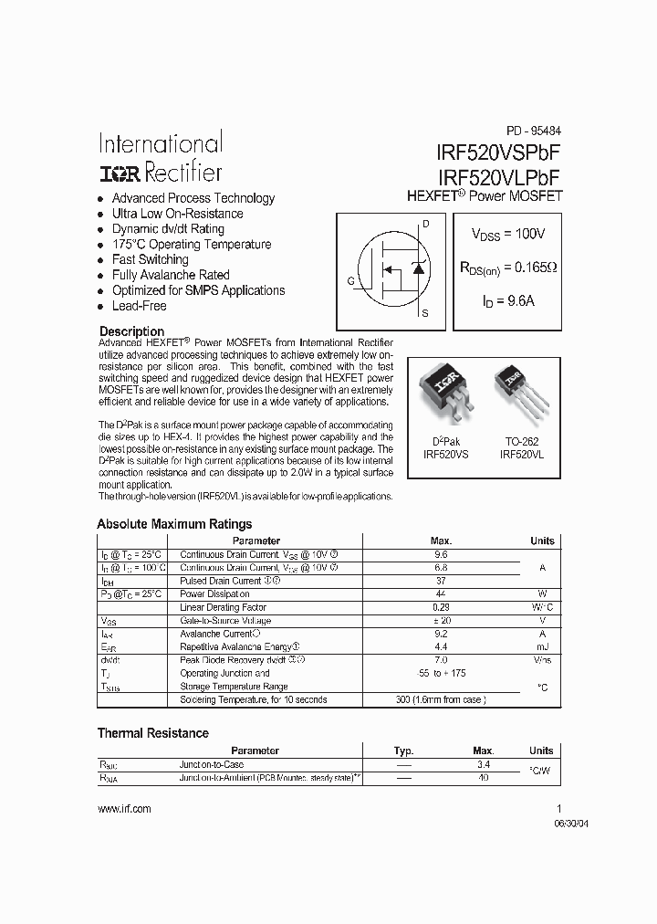 IRF520VSPBF_4136128.PDF Datasheet