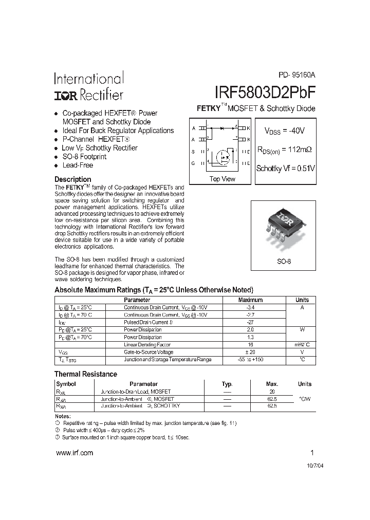 IRF5803D2PBF_4113935.PDF Datasheet