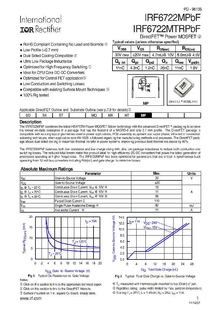 IRF6722MPBF_4127907.PDF Datasheet