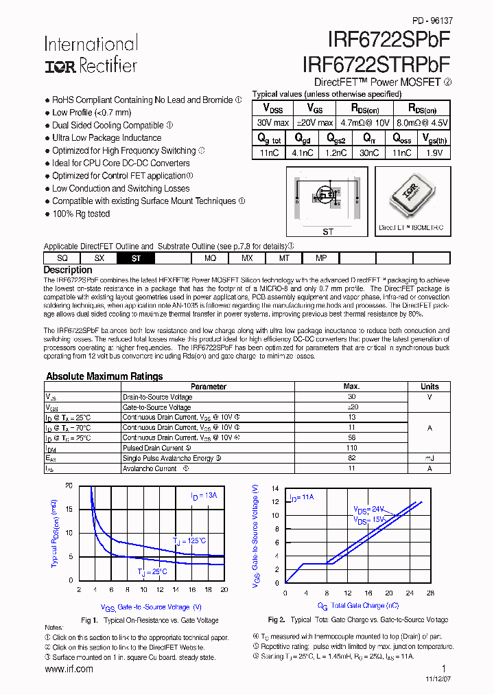 IRF6722SPBF_4127906.PDF Datasheet