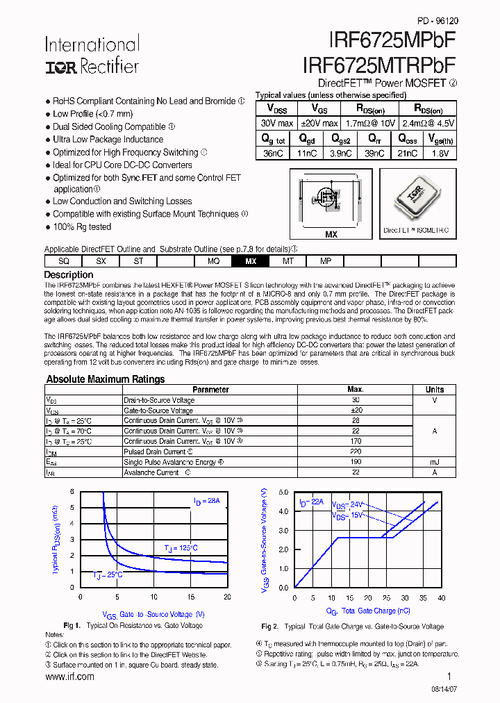 IRF6725MPBF_4127905.PDF Datasheet