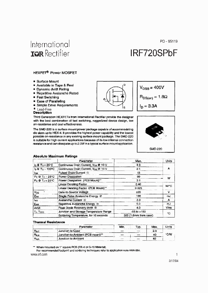 IRF720SPBF_4124200.PDF Datasheet