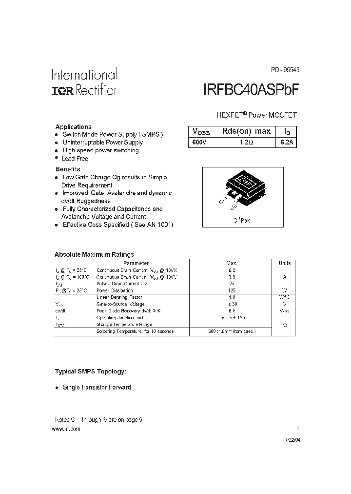 IRFBC40ASPBF_4115816.PDF Datasheet