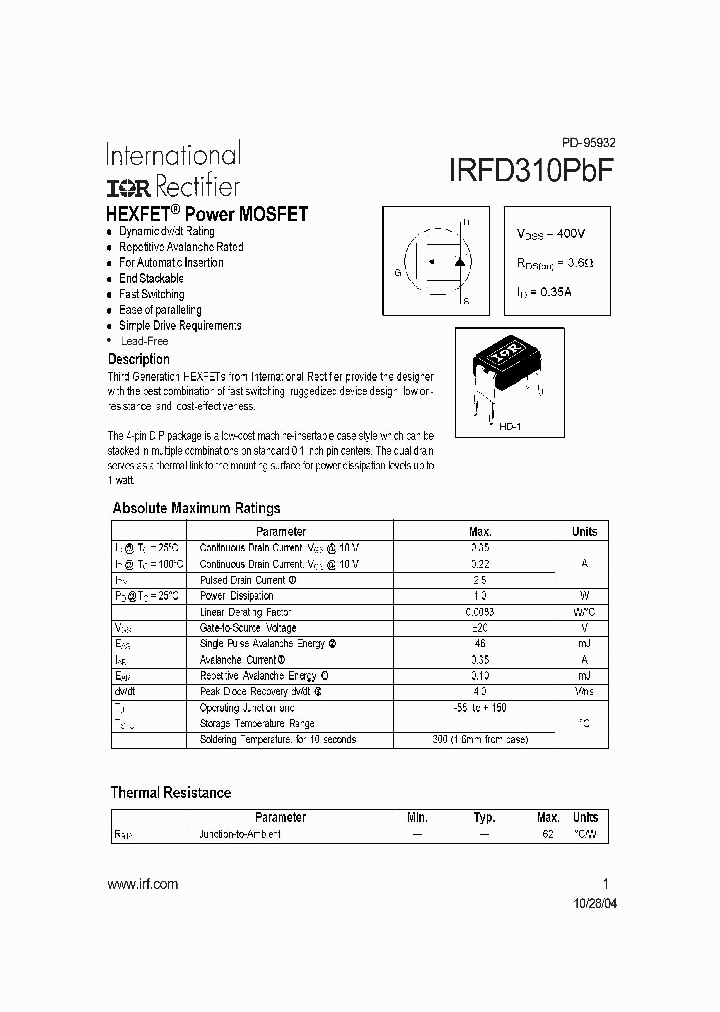IRFD310PBF_4155241.PDF Datasheet