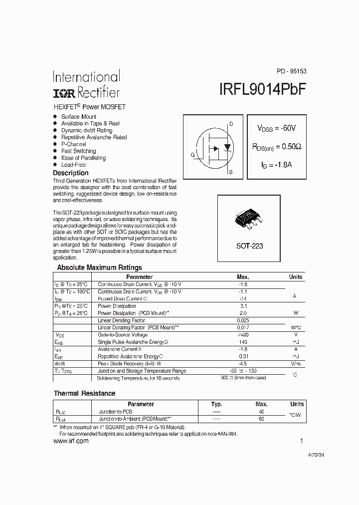 IRFL9014PBF_4112501.PDF Datasheet