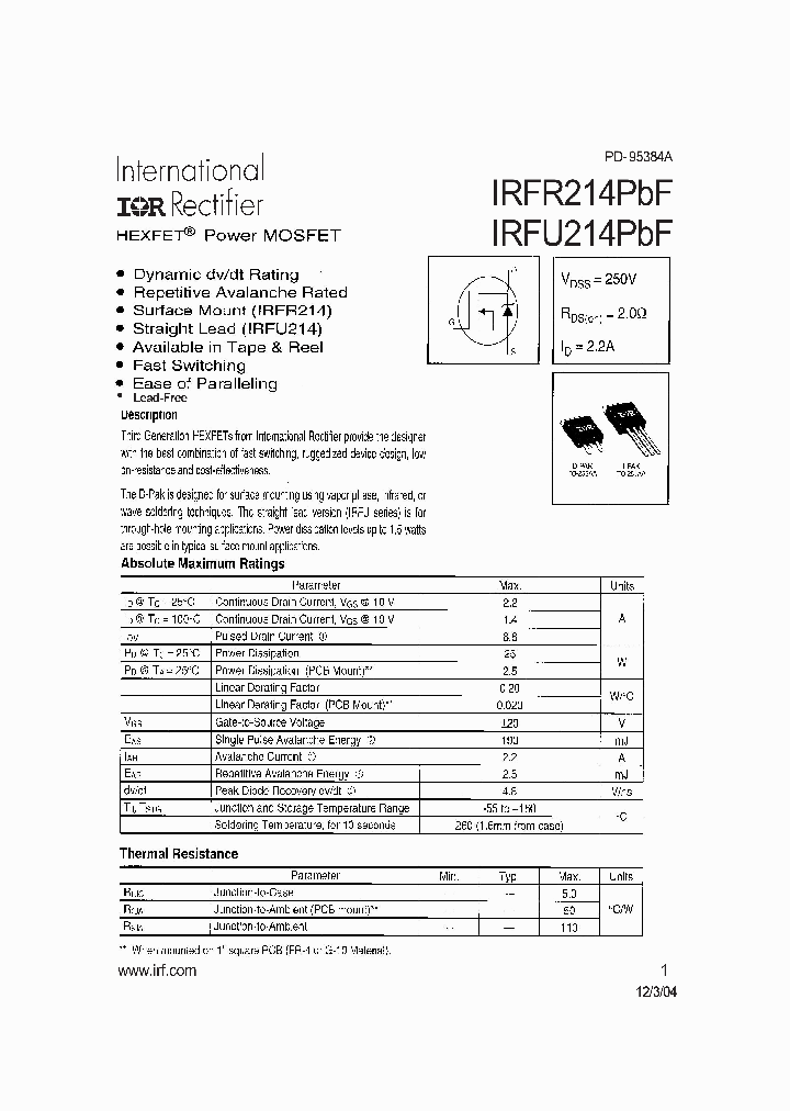 IRFU214PBF_4138615.PDF Datasheet