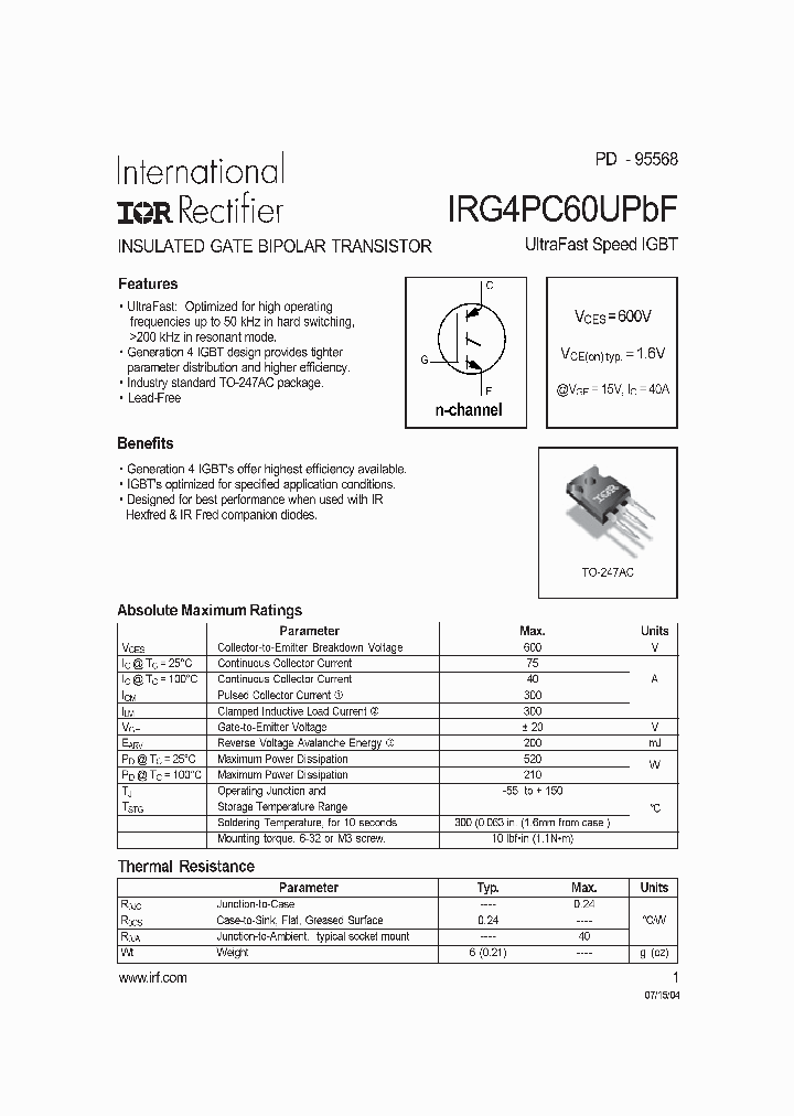 IRG4PC60UPBF_4119839.PDF Datasheet
