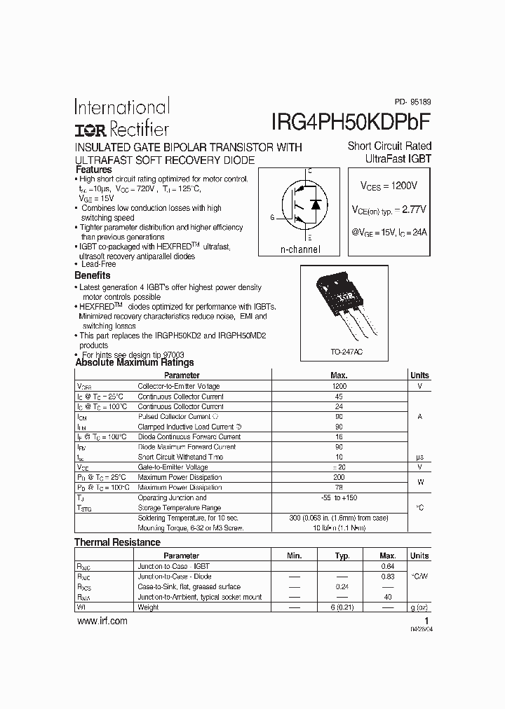 IRG4PH50KDPBF_4129691.PDF Datasheet
