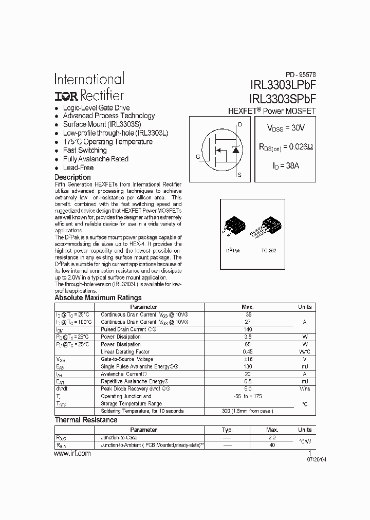 IRL3303LPBF_4101148.PDF Datasheet
