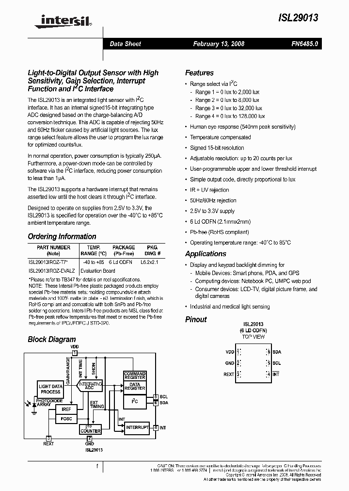ISL29013_4116486.PDF Datasheet