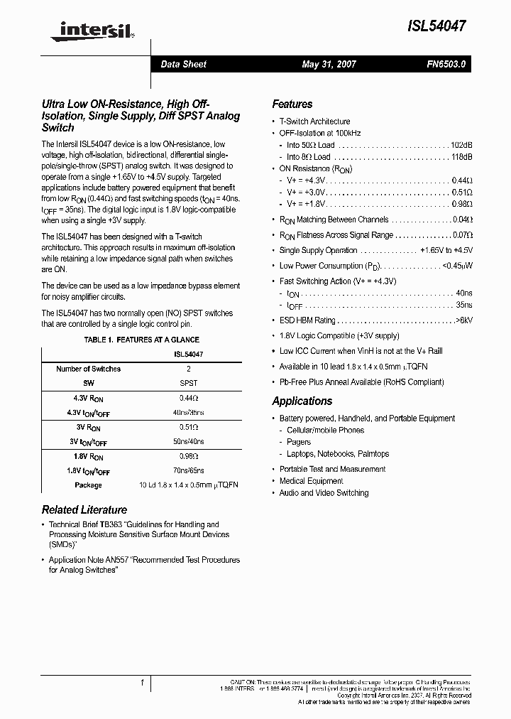 ISL54047_4146229.PDF Datasheet