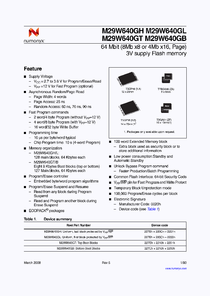 M29W640GT90NA6E_4156480.PDF Datasheet