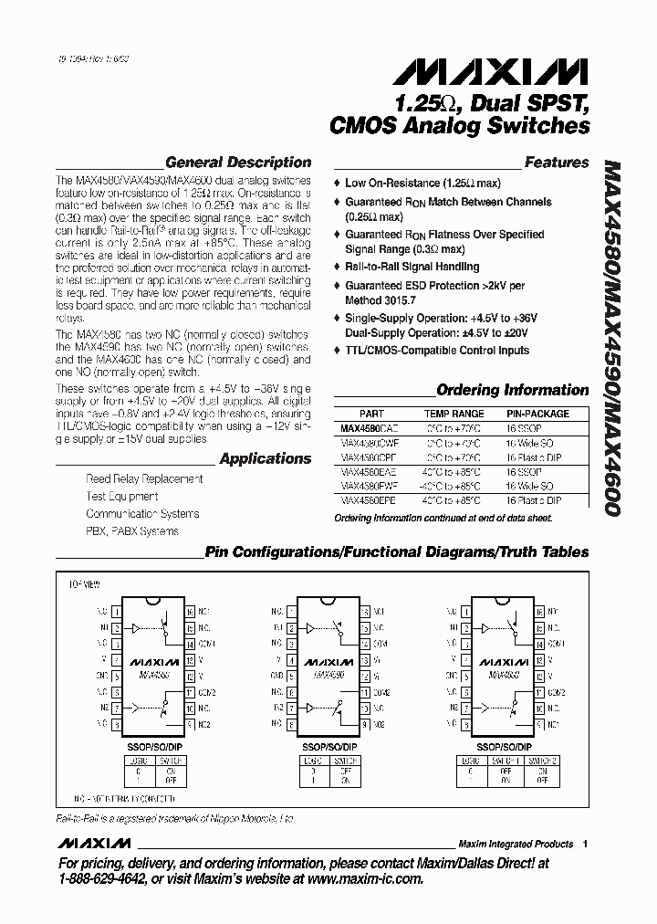 MAX4590CAE_4158631.PDF Datasheet