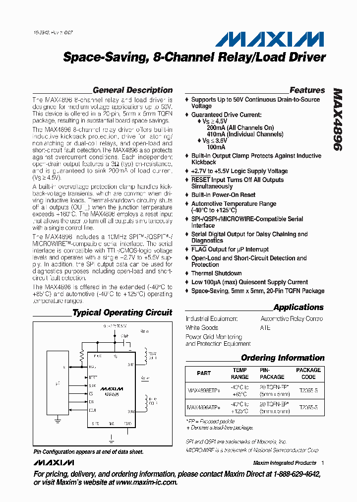 MAX4896ETP_4122267.PDF Datasheet
