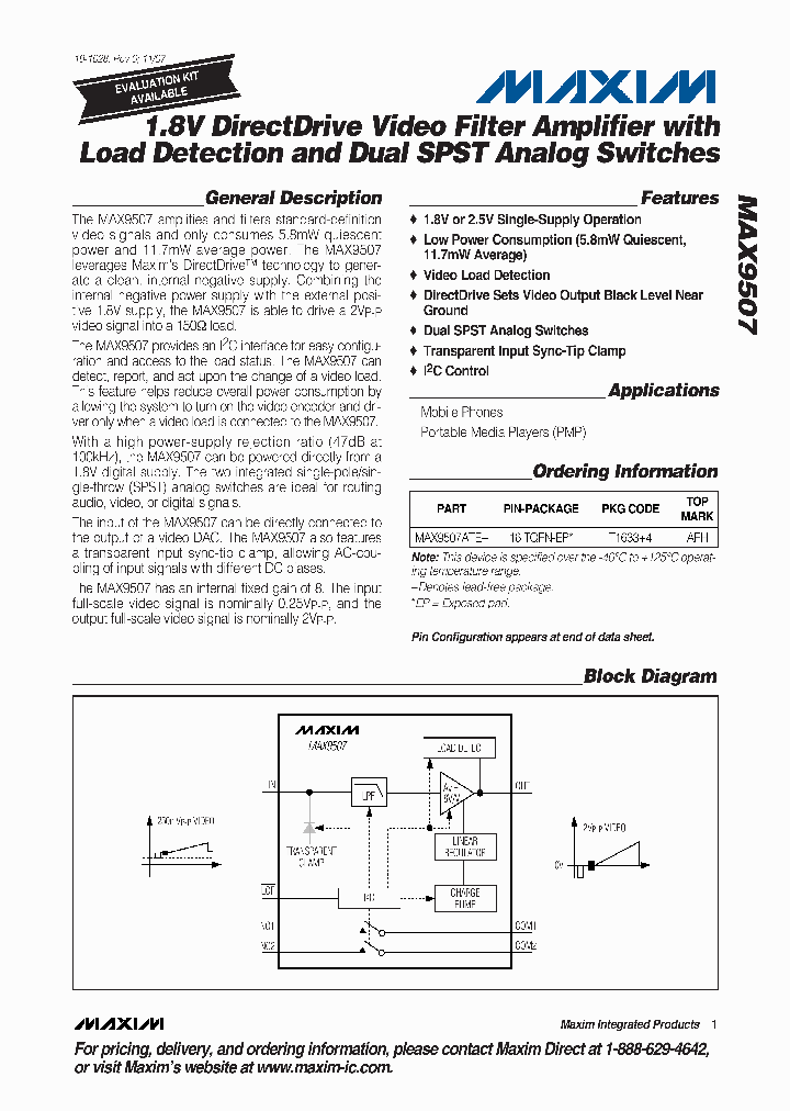 MAX9507ATE_4127800.PDF Datasheet
