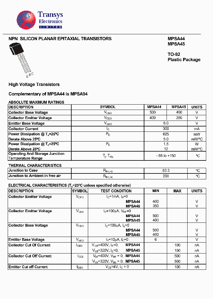MPSA44_4165303.PDF Datasheet