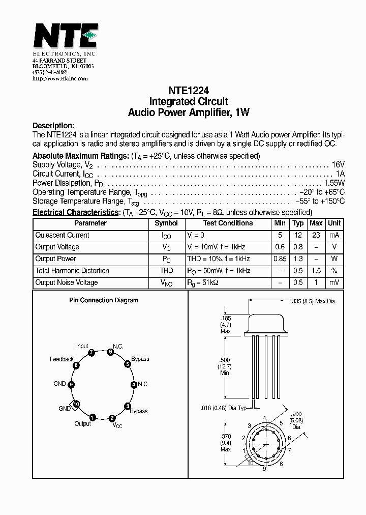 NTE1224_4138520.PDF Datasheet